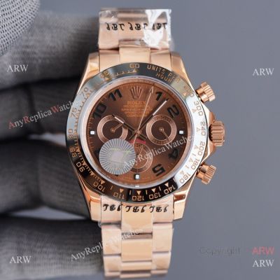 Swiss Quality Replica Rolex Daytona 40 Watch - Chocolate Arabic Markers